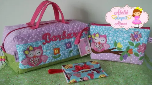 kit frasqueira + necessaire Corujinha