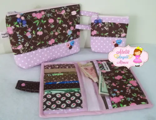 kit necessaire + carteira