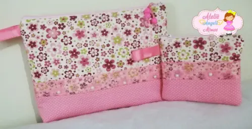 Kit Necessaire G e P Floral Rosa