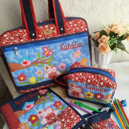 kit professor 4 peças corujinha