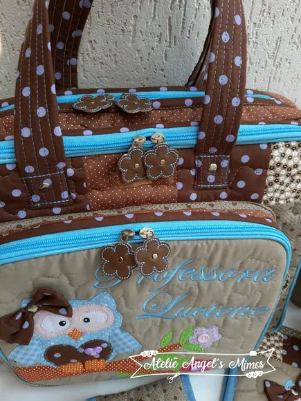 kit professor 4 peças corujinha azul