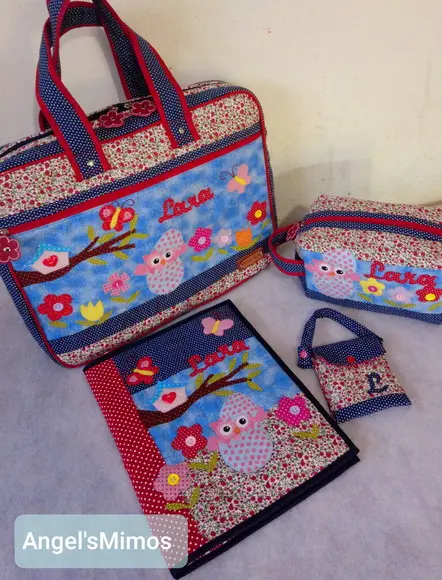 Bolsa professora, estojo, capa de caderno personalizado