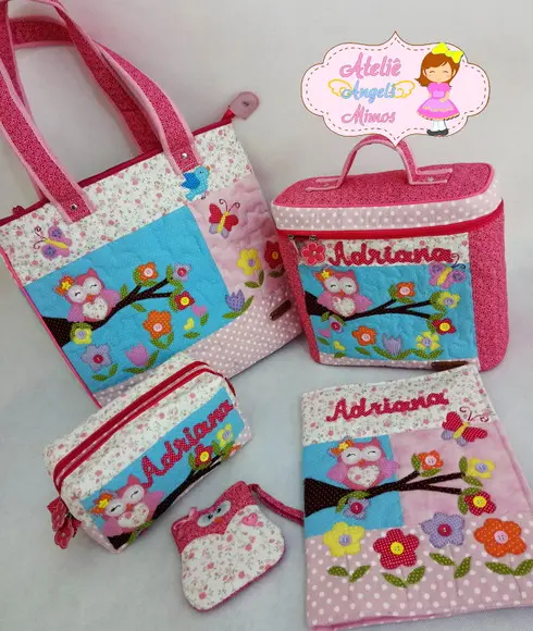 Bolsa Professora, estojo duplo, capa caderno, frasqueira personalizado