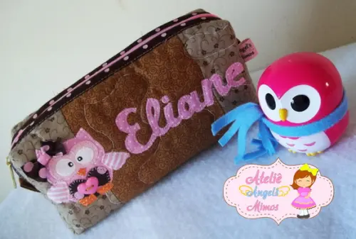 kit professor bolsa + estojo Corujinha