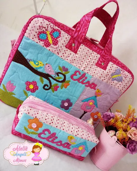 kit professor bolsa + estojo Love Birds