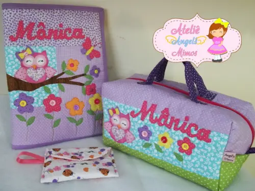 Estojo grande para professora e capa de caderno personalizada