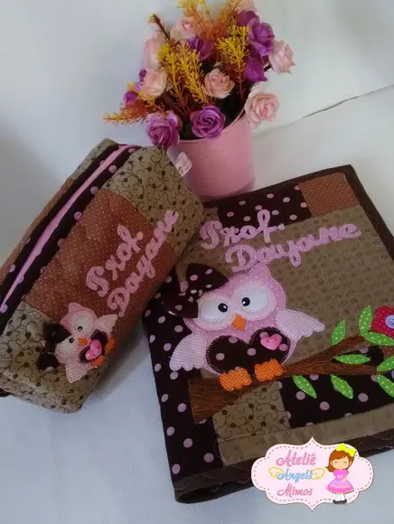 Bolsa Professora, estojo e capa de caderno personalizada