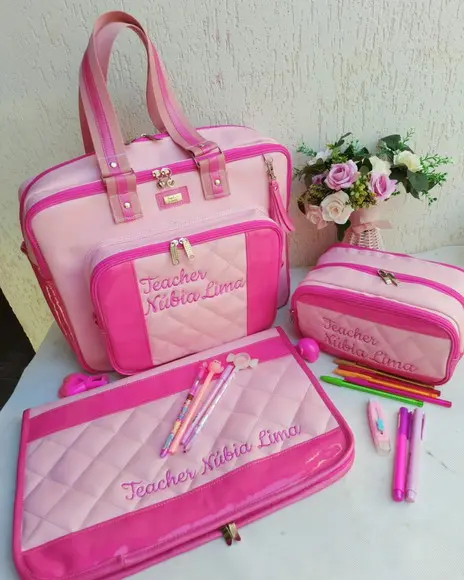 Bolsa Professora com divisões, estojo com divisões e capa notebook personalizado