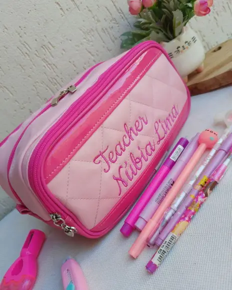 Bolsa Professora com divisões, estojo com divisões e capa noteb