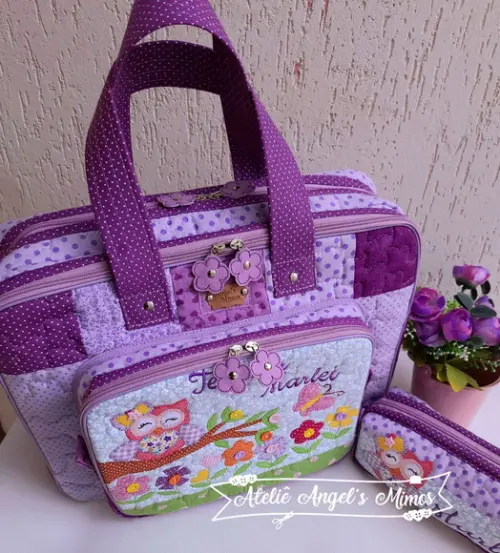 Bolsa Professora, estojo personalizado Lilas