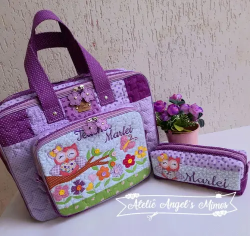 Bolsa Professora, estojo personalizado Lilas