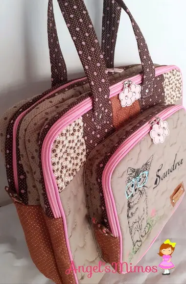 Bolsa Professora com 3 divisões e estojo com 4 divisões persona