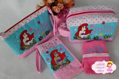 kit viagem/escolar/creche pequena sereia