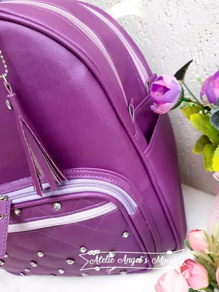 Mochila 3 divisoes G lilás couro sintético