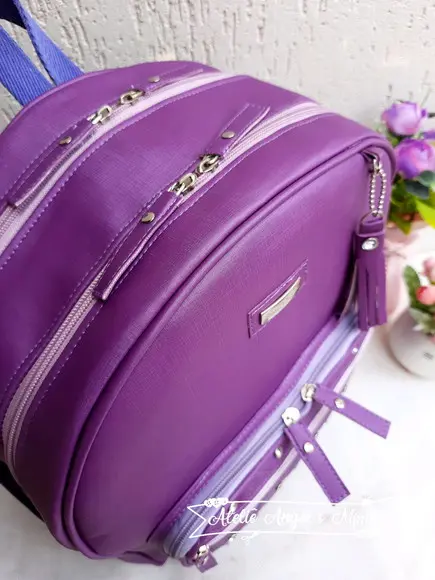 Mochila 3 divisoes G lilás couro sintético