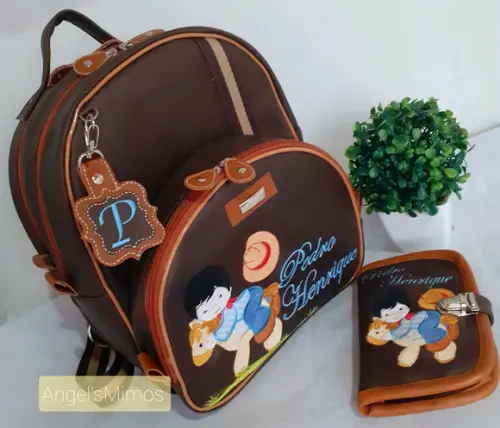 Mochila 3 divisoes M +porta doccouro sintético Cowboy