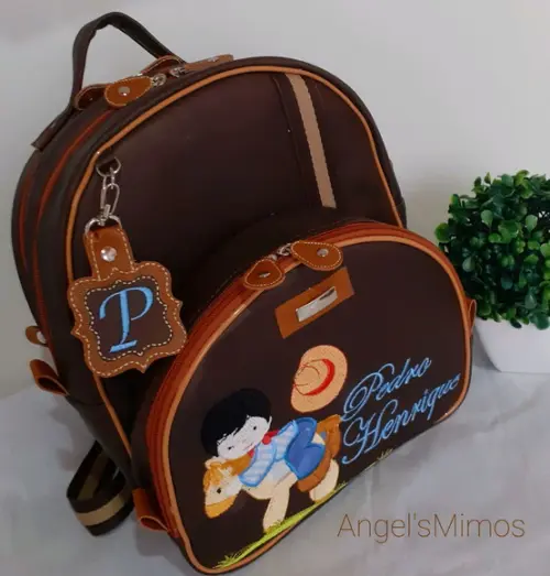 Mochila 3 divisoes M couro sintético Cowboy