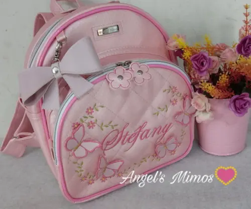 Mochila couro sintético tam. P Jardim encantado