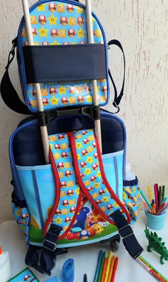 Mochila de Rodinhas e Lancheira Mario