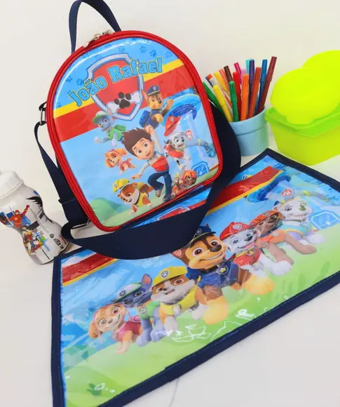 Mochila de Rodinhas e Lancheira Patrulha Canina