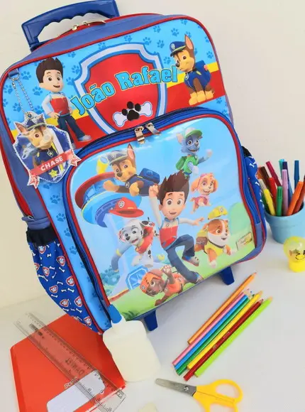 Mochila de Rodinhas, Estojo e Lancheira Patrulha Canina