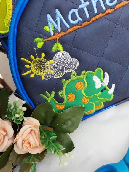 Mochila e estojo duplo material sintético Dinossauro