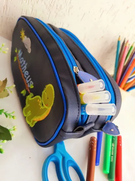 Mochila e estojo duplo material sintético Dinossauro
