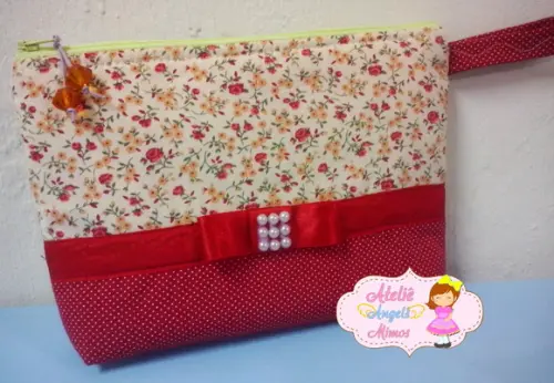 Necessaire Floral G Vermelha