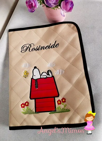 pasta com zíper snoopy material sintético