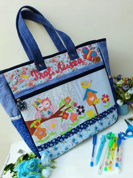 professor bolsa GG corujinha Azul