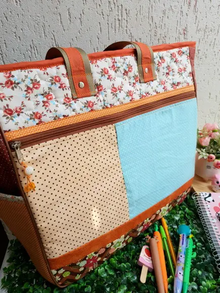 professor bolsa GG corujinha laranja e marrom