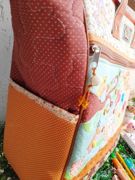 professor bolsa GG corujinha laranja e marrom