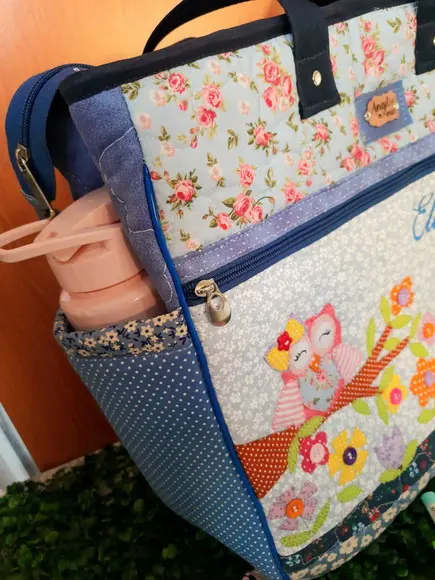 Professor Bolsa Tote Gg e Estojo Corujinha Azul