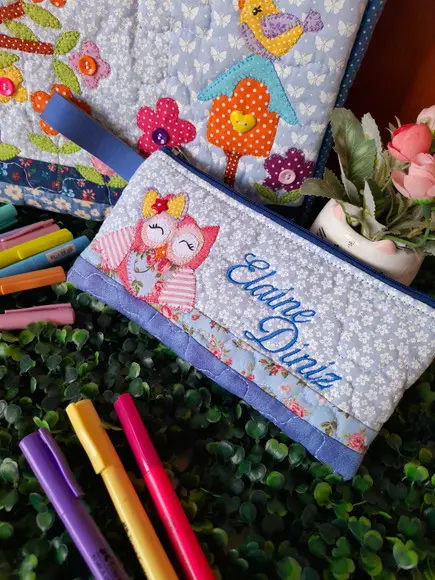 Professor Bolsa Tote Gg e Estojo Corujinha Azul