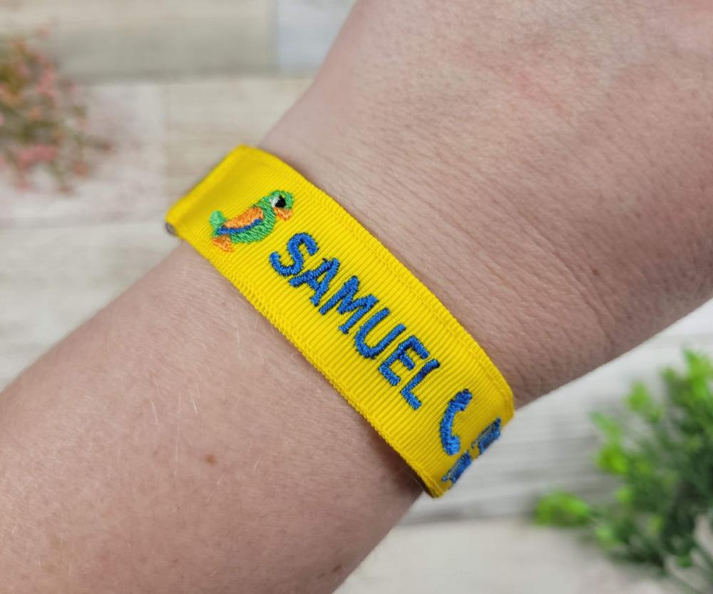 Pulseira de Identificação Infantil Personalizada – Nome e Tel
