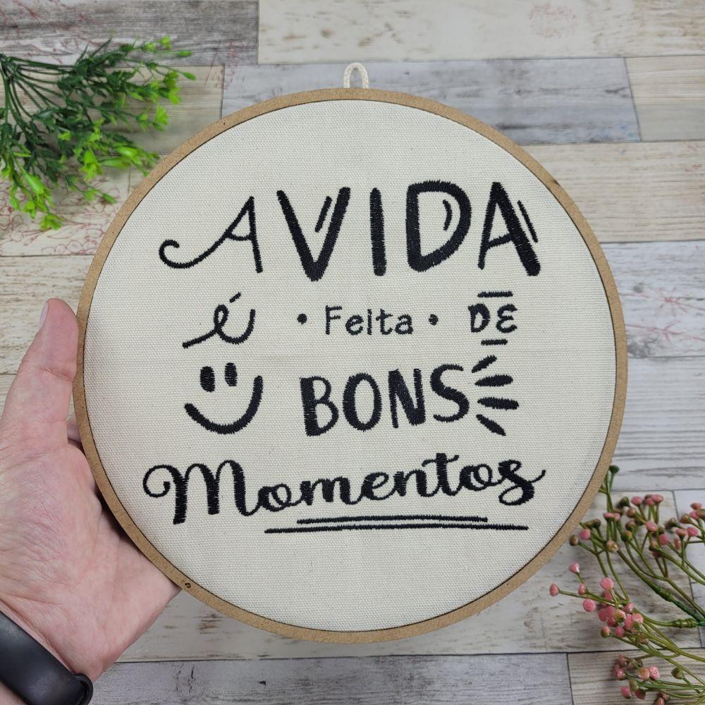 Quadro Bastidor Bordado Frases Motivacionais Decorativo Algodão