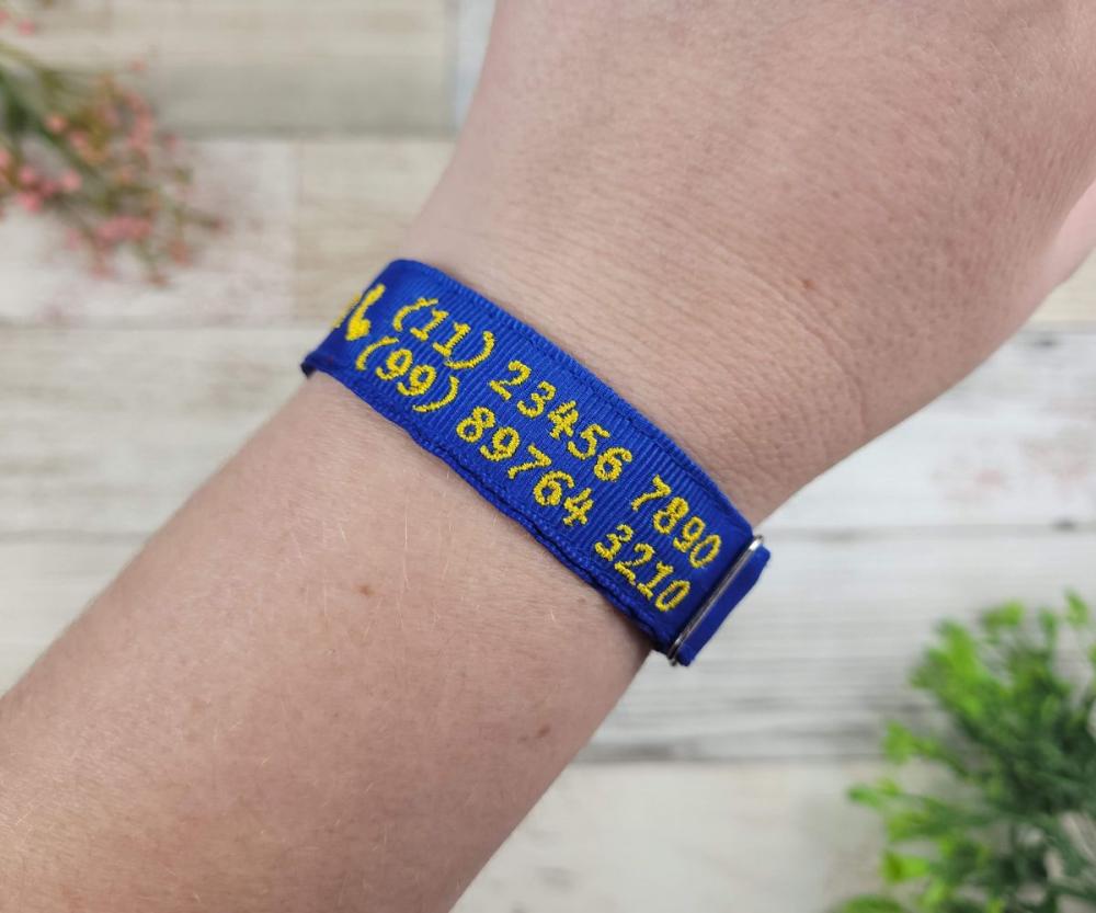 Pulseira de Identificação Infantil Bordada - Azul Royal
