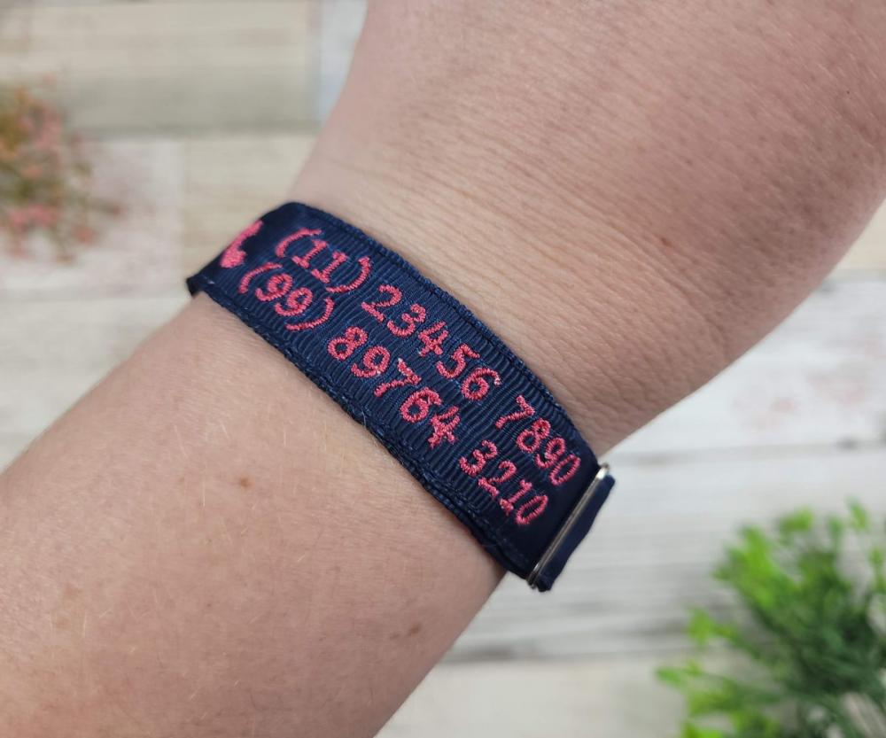 Pulseira de Identificação Personalizada - Azul Marinho