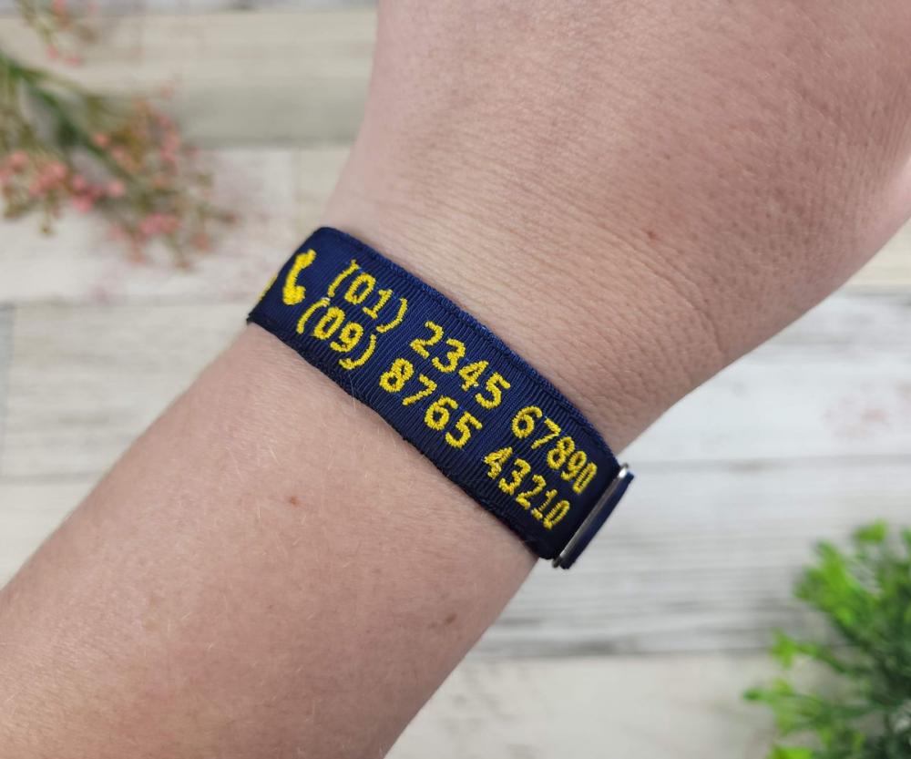 Pulseira de Identificação Personalizada - Azul Marinho