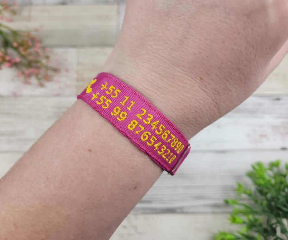 Pulseira de Identificação Personalizada - Rosa Pink