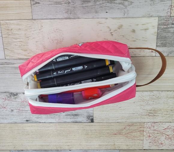 Estojo Escolar Duplo Personalizado em Courino - Nome Bordado