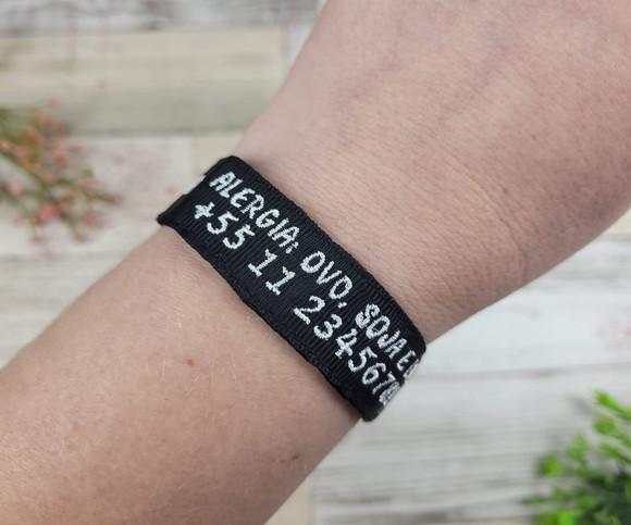 Pulseira de Identificação com Alerta Médico - Preto