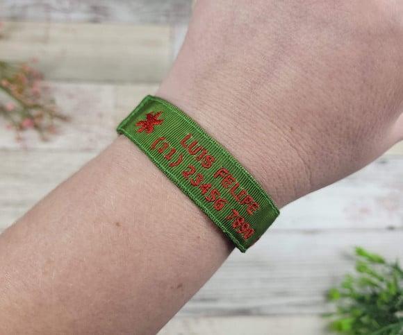 Pulseira de Identificação com Alerta Médico - Verde Musgo