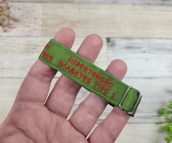 Pulseira de Identificação com Alerta Médico - Verde Musgo