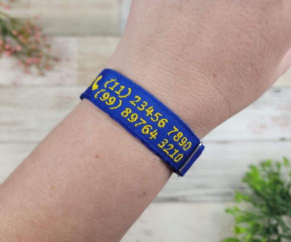 Pulseira de Identificação Infantil Bordada - Azul Royal