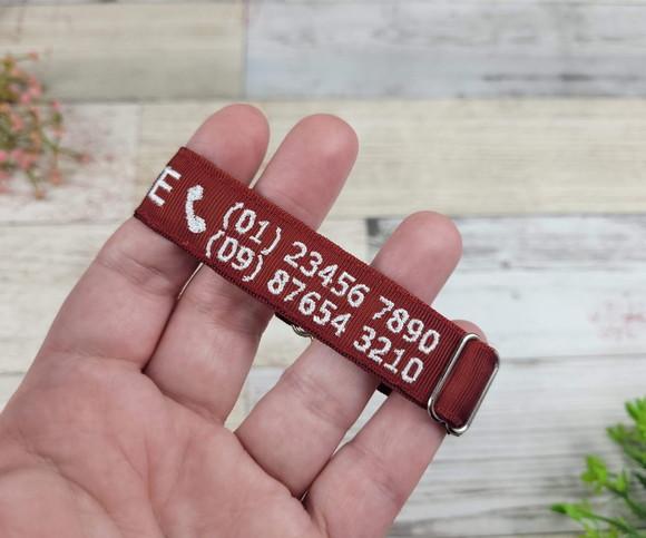 Pulseira de Identificação Personalizada - Bordô