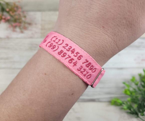 Pulseira de Identificação Personalizada - Rosa Bebe