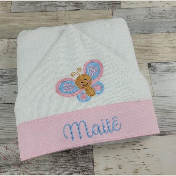 Toalha de Banho Bebê Forrada com Fralda, Capuz Personalizada