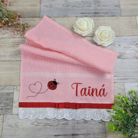 Toalha de Lavabo Personalizada - Bordada com Nome e Tema Des