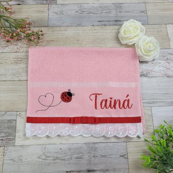 Toalha de Lavabo Personalizada - Bordada com Nome e Tema Des